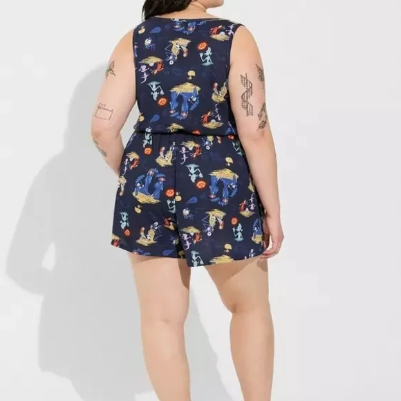 NWT Torrid Nightmare Before Christmas Button Front Sleeveless Romper- Size 3x - Picture 3 of 10